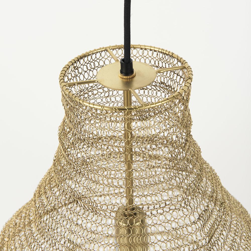 Gold Metal Wire Mesh Hanging Pendant Light Gold. Picture 5