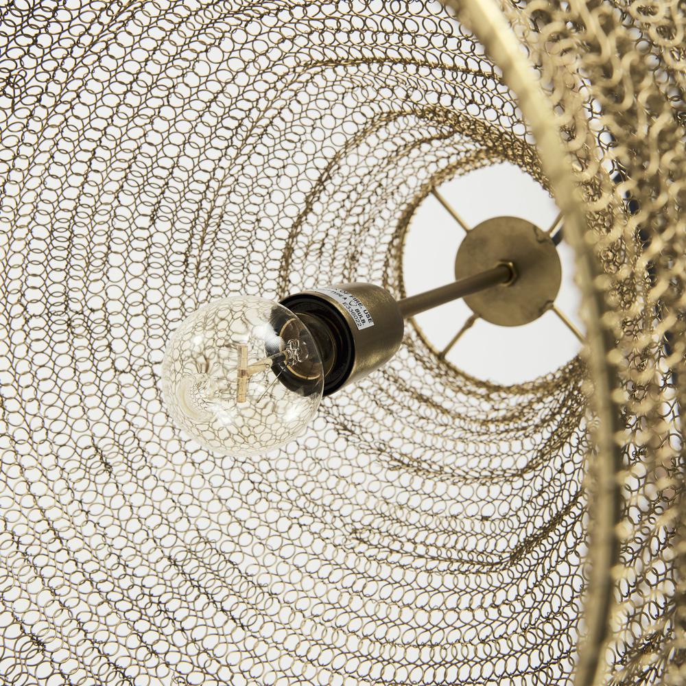 Gold Metal Wire Mesh Hanging Pendant Light Gold. Picture 8