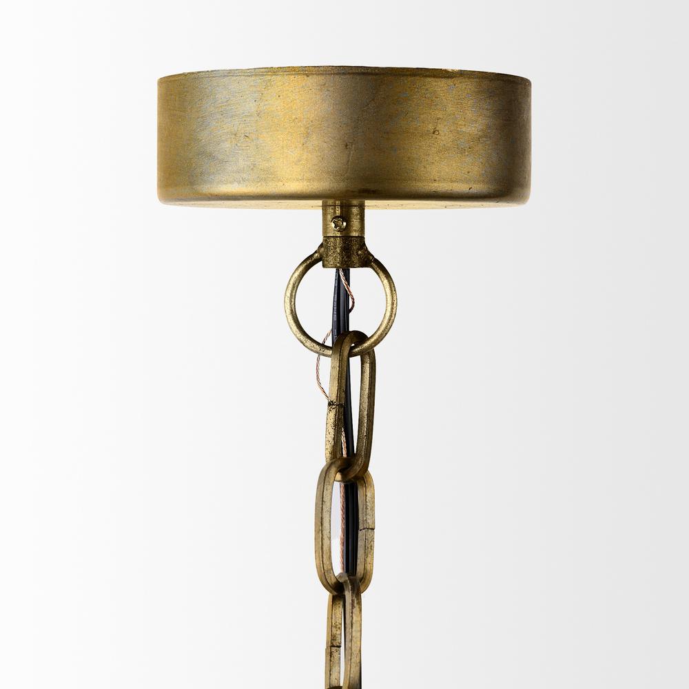 Gold Toned Metal Dome Hanging Pendant Light Bronze. Picture 3
