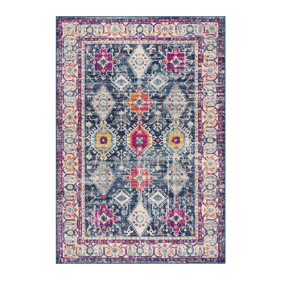 5’ x 8’ Navy Traditional Decorative Area Rug Navy. Picture 8