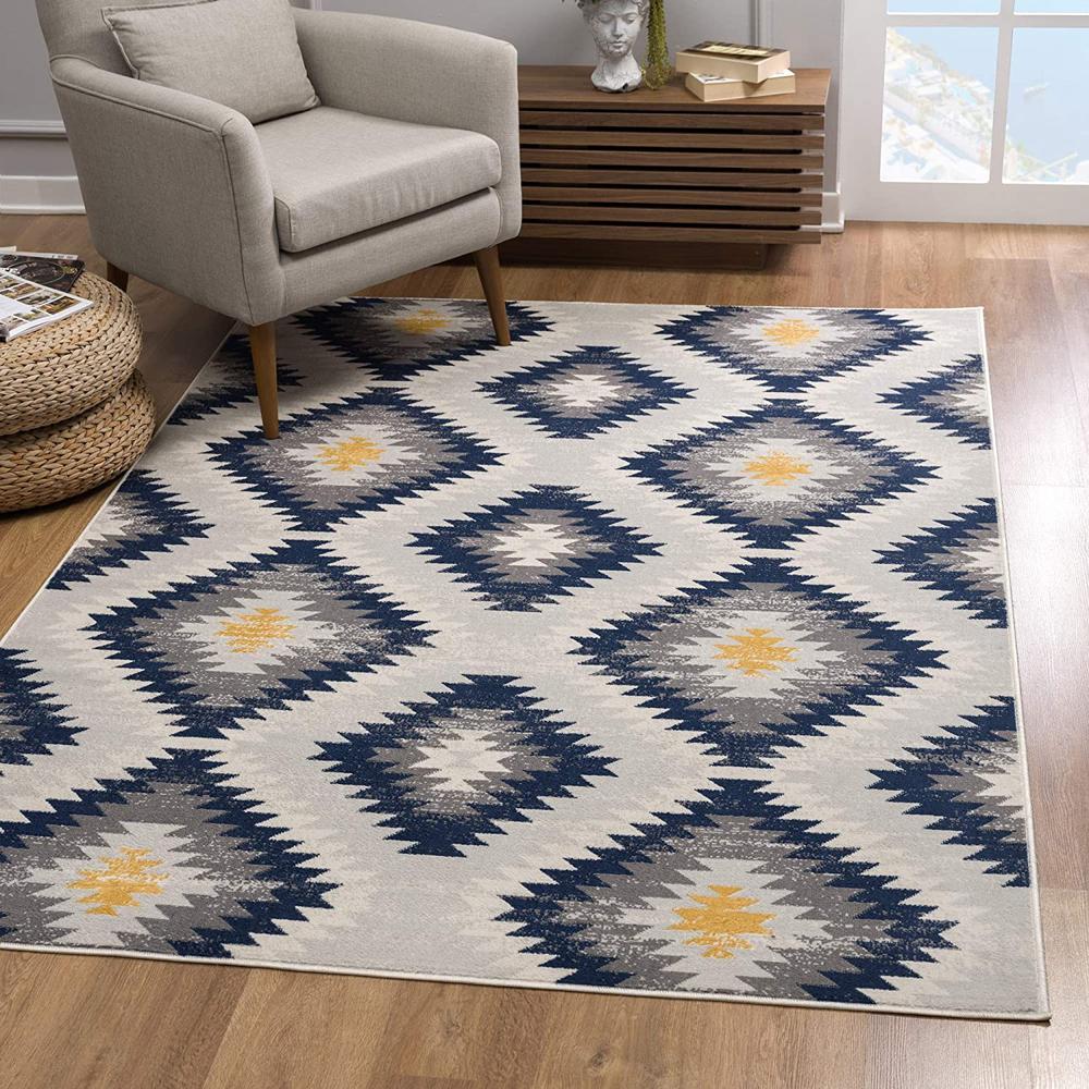 2’ x 15’ Blue and Gray Kilim Pattern Runner Rug Blue. The main picture.