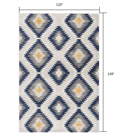 9’ x 13’ Blue and Gray Kilim Pattern Area Rug Blue. Picture 7