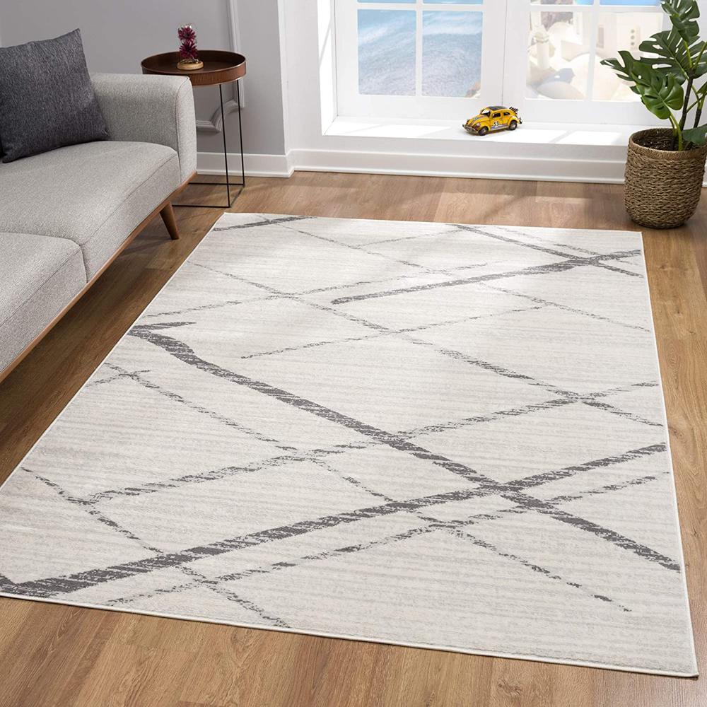 2’ x 4’ Gray Modern Abstract Pattern Area Rug Grey. Picture 3