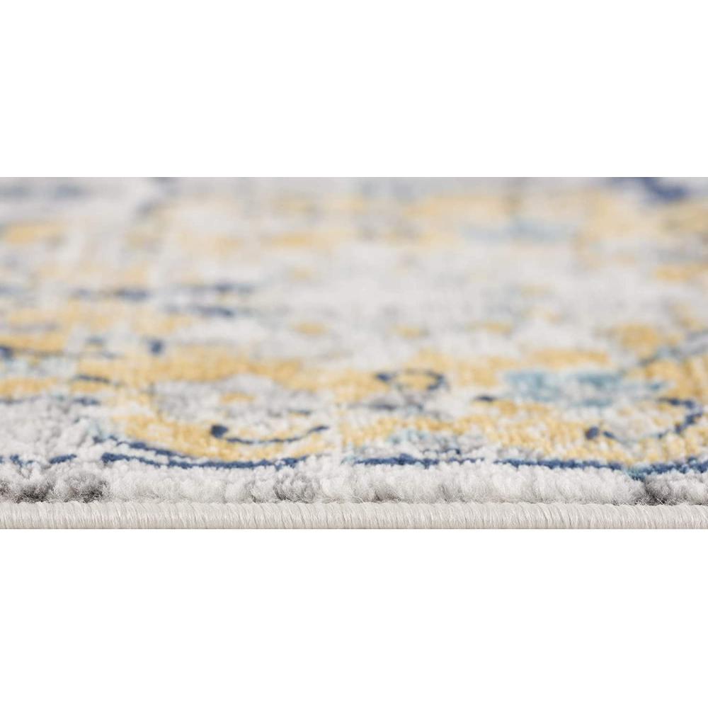 2’ x 5’ Blue Distressed Floral Area Rug Blue. Picture 5