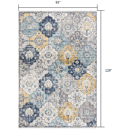 8’ x 11’ Blue Distressed Floral Area Rug Blue. Picture 7