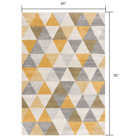 5’ x 8’ Yellow Triangular Lattice Area Rug Yellow. Picture 7