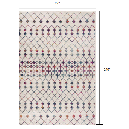 2’ x 20’ White Modern Geometric Grid Runner Rug Cream. Picture 7