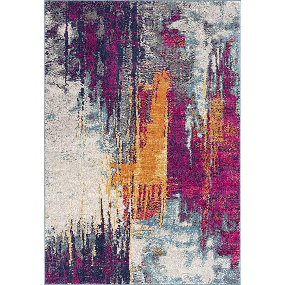 2’ x 13’ Gray and Magenta Abstract Runner Rug Multi. Picture 2
