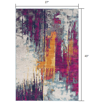 2’ x 4’ Gray and Magenta Abstract Area Rug Multi. Picture 7