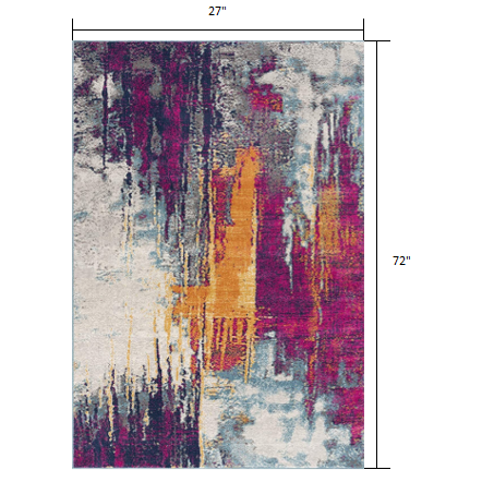 2’ x 6’ Gray and Magenta Abstract Area Rug Multi. Picture 7