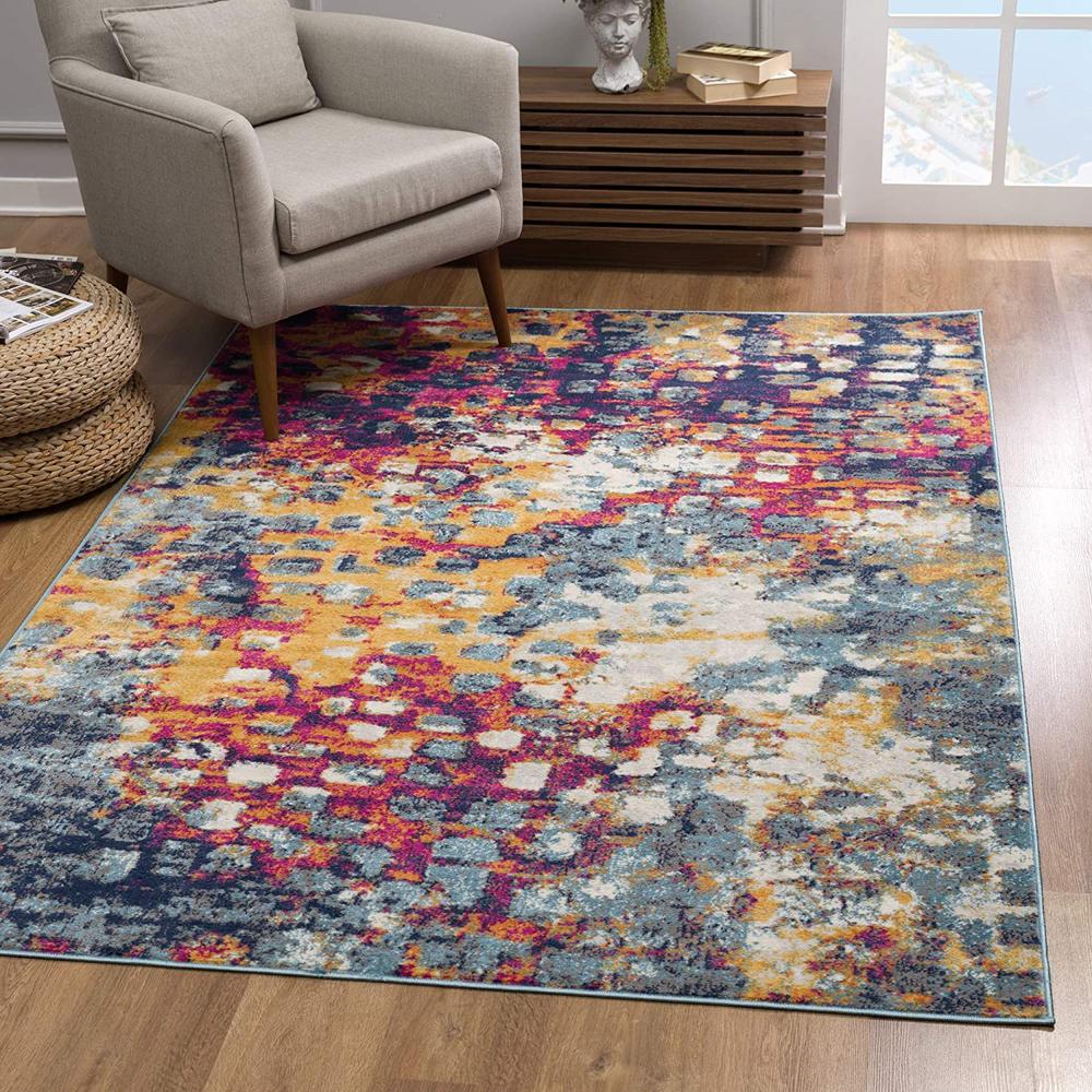 7’ x 10’ Multicolored Abstract Painting Area Rug Multi. The main picture.