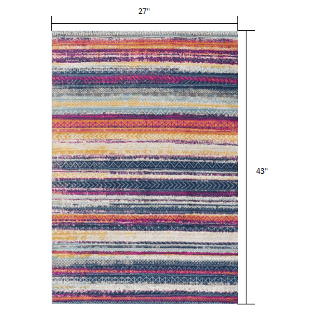 2’ x 4’ Multicolor Irregular Striped Area Rug Multi. Picture 7