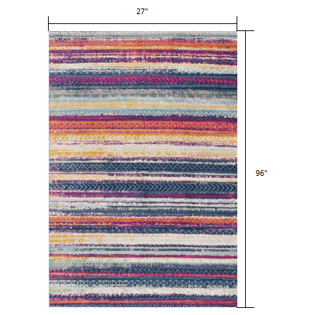 2’ x 8’ Multicolor Irregular Striped Runner Rug Multi. Picture 7