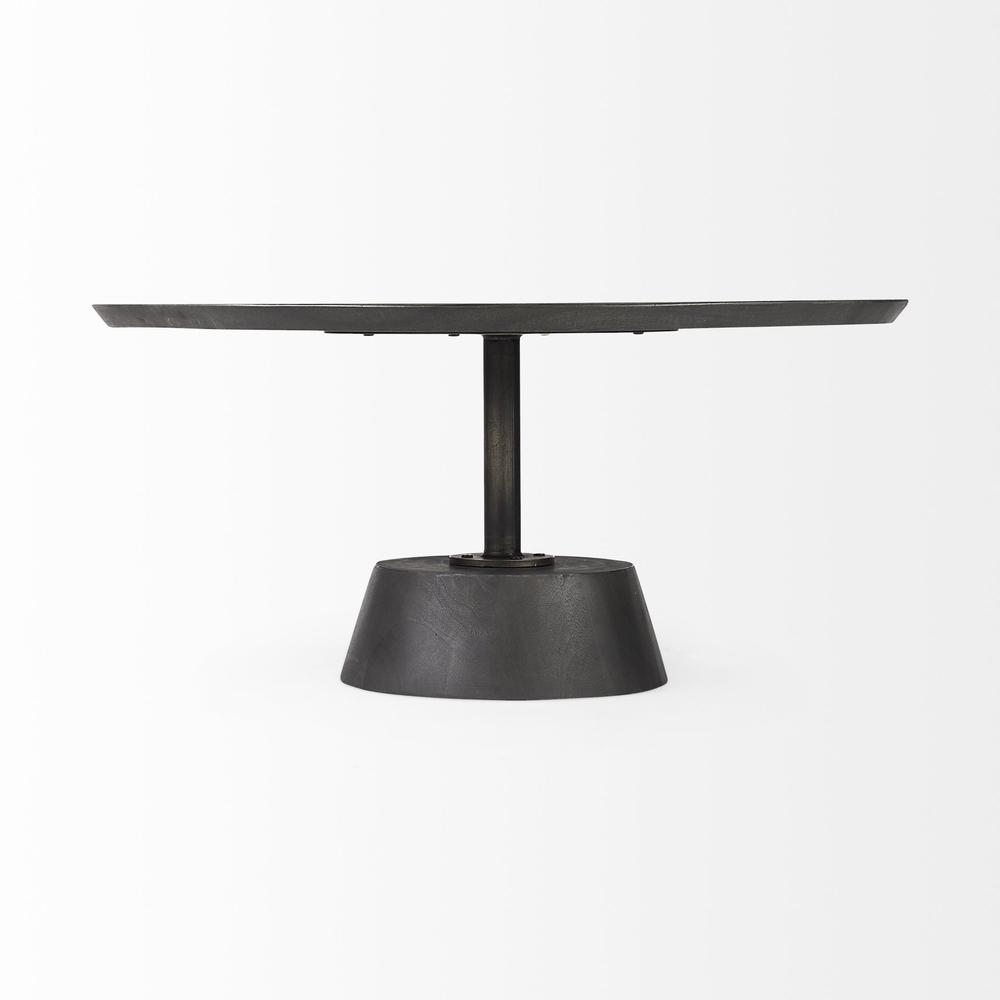 Black Wooden Pedestal Base Coffee Table. Picture 2