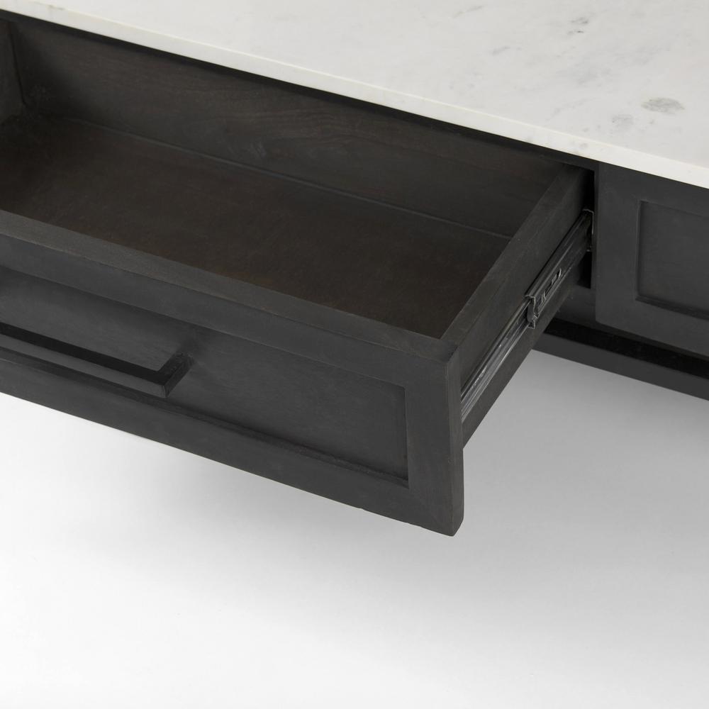 Dark Brown Wood and Marble Coffee Table. Picture 8