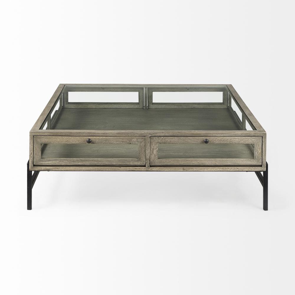 Rustic Gray Brown Shadowbox Coffee Table. Picture 2