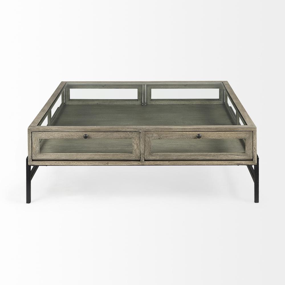 Rustic Gray Brown Shadowbox Coffee Table. Picture 4