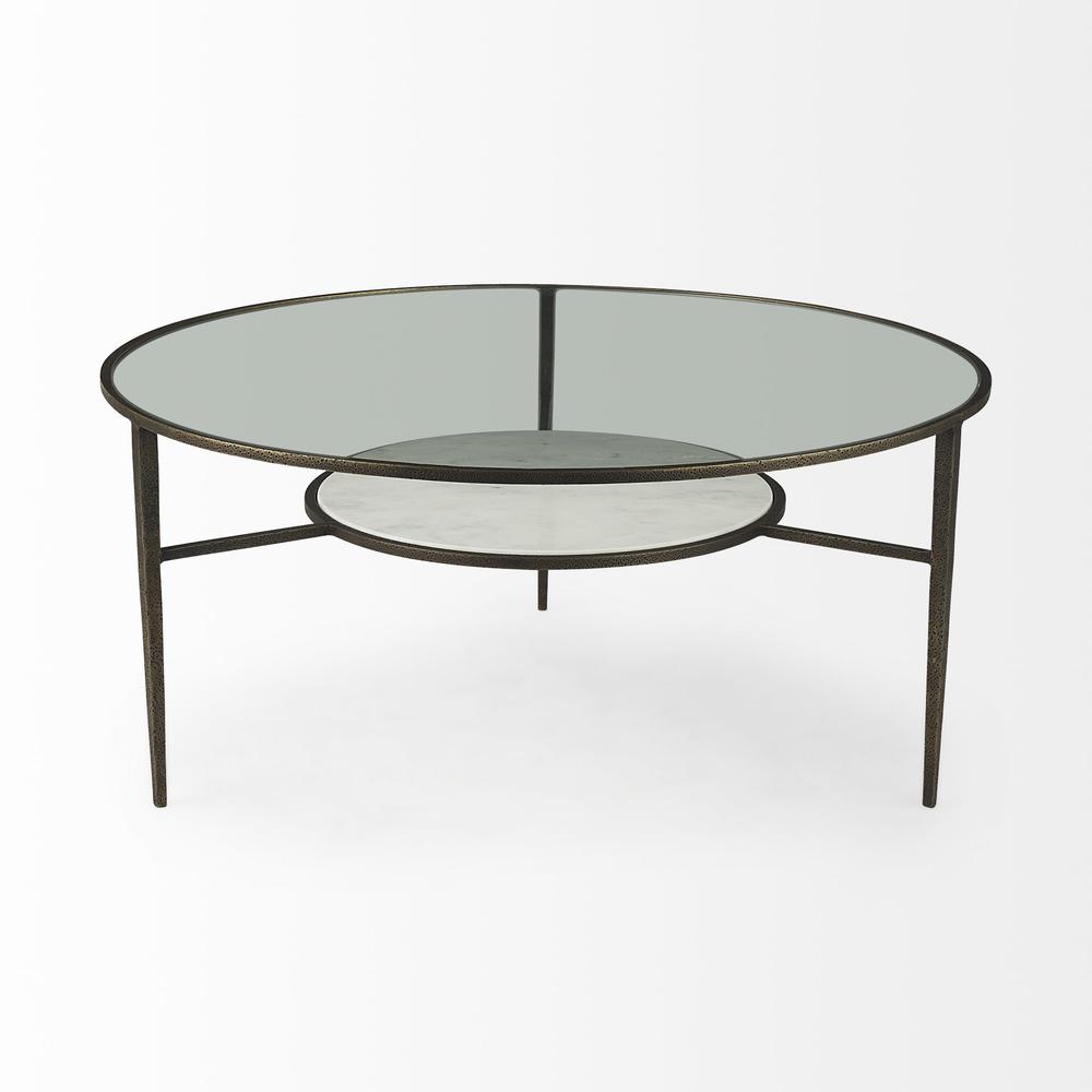 Iron Glass and Marble Round Coffee Table. Picture 2