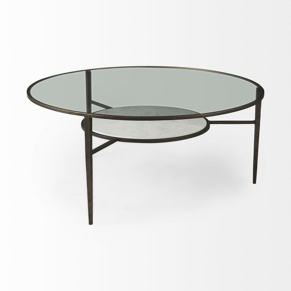 Iron Glass and Marble Round Coffee Table. Picture 3