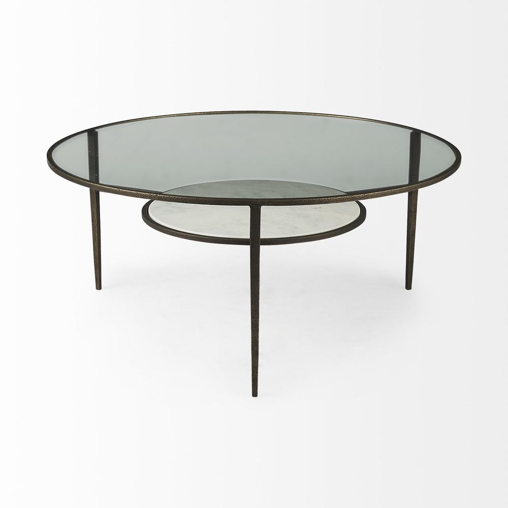 Iron Glass and Marble Round Coffee Table. Picture 4