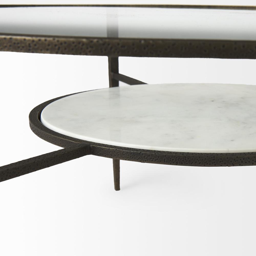 Iron Glass and Marble Round Coffee Table. Picture 9