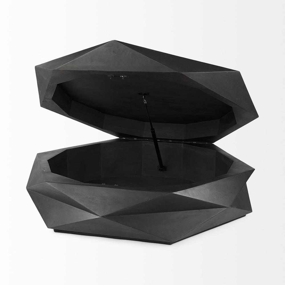 Mod Geometric Black Solid Wood Coffee Table. Picture 4