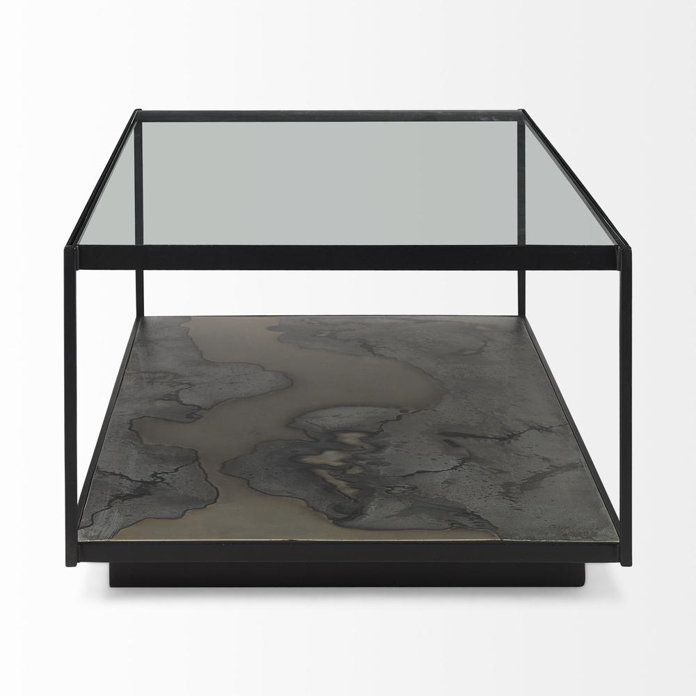 Iron Glass and Marble Rectangular Coffee Table. Picture 3