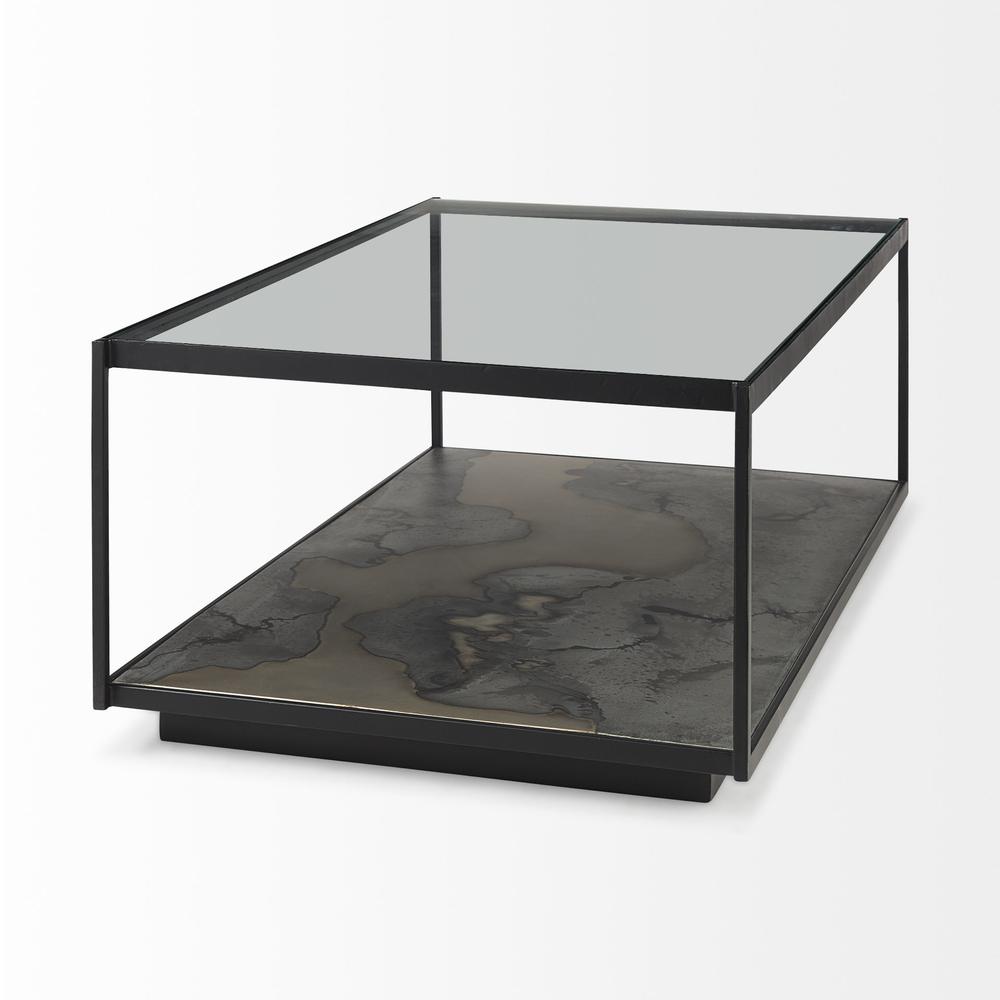 Iron Glass and Marble Rectangular Coffee Table. Picture 4