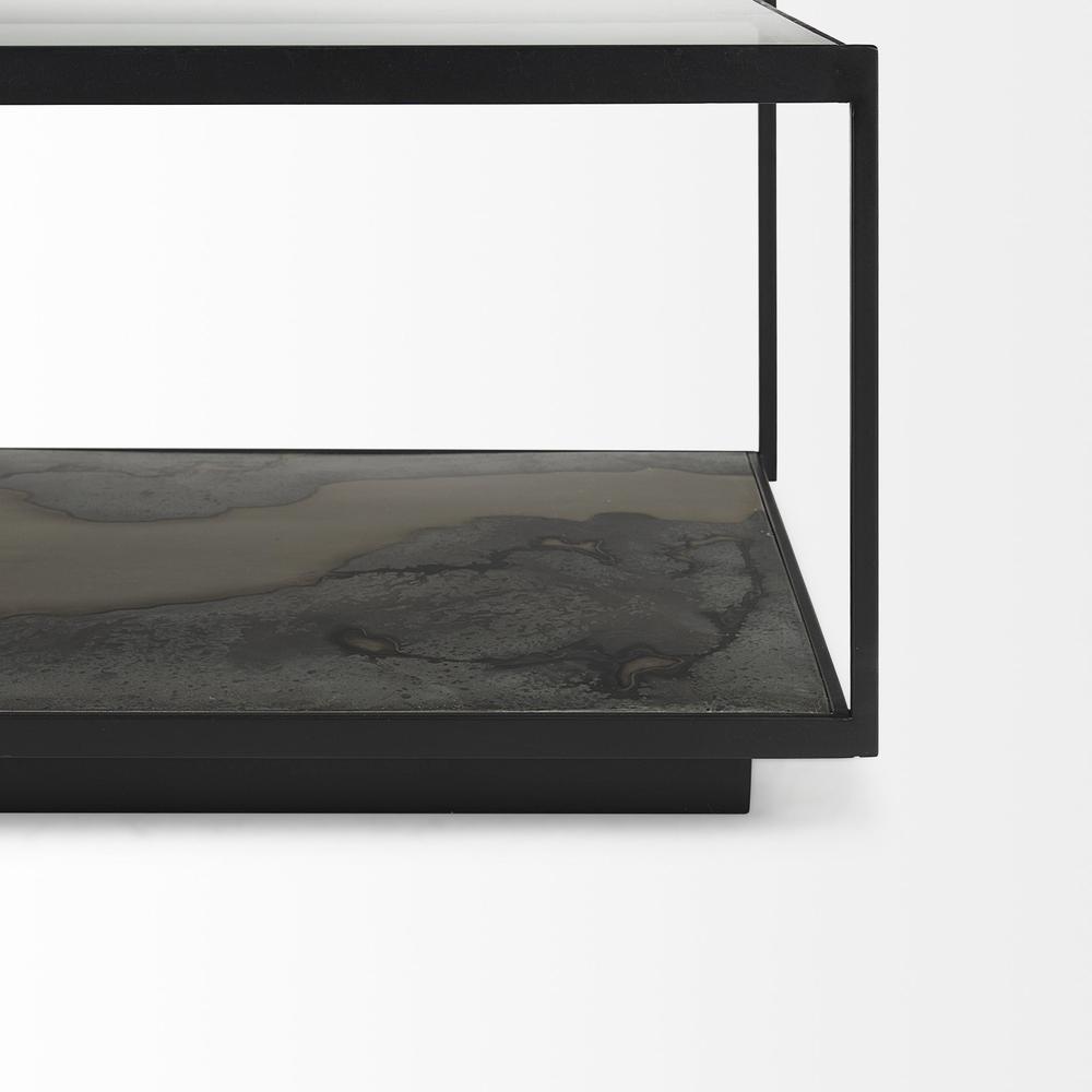 Iron Glass and Marble Rectangular Coffee Table. Picture 5