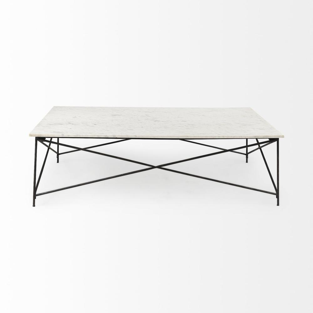 White Marble Criss Cross Base Coffee Table. Picture 3