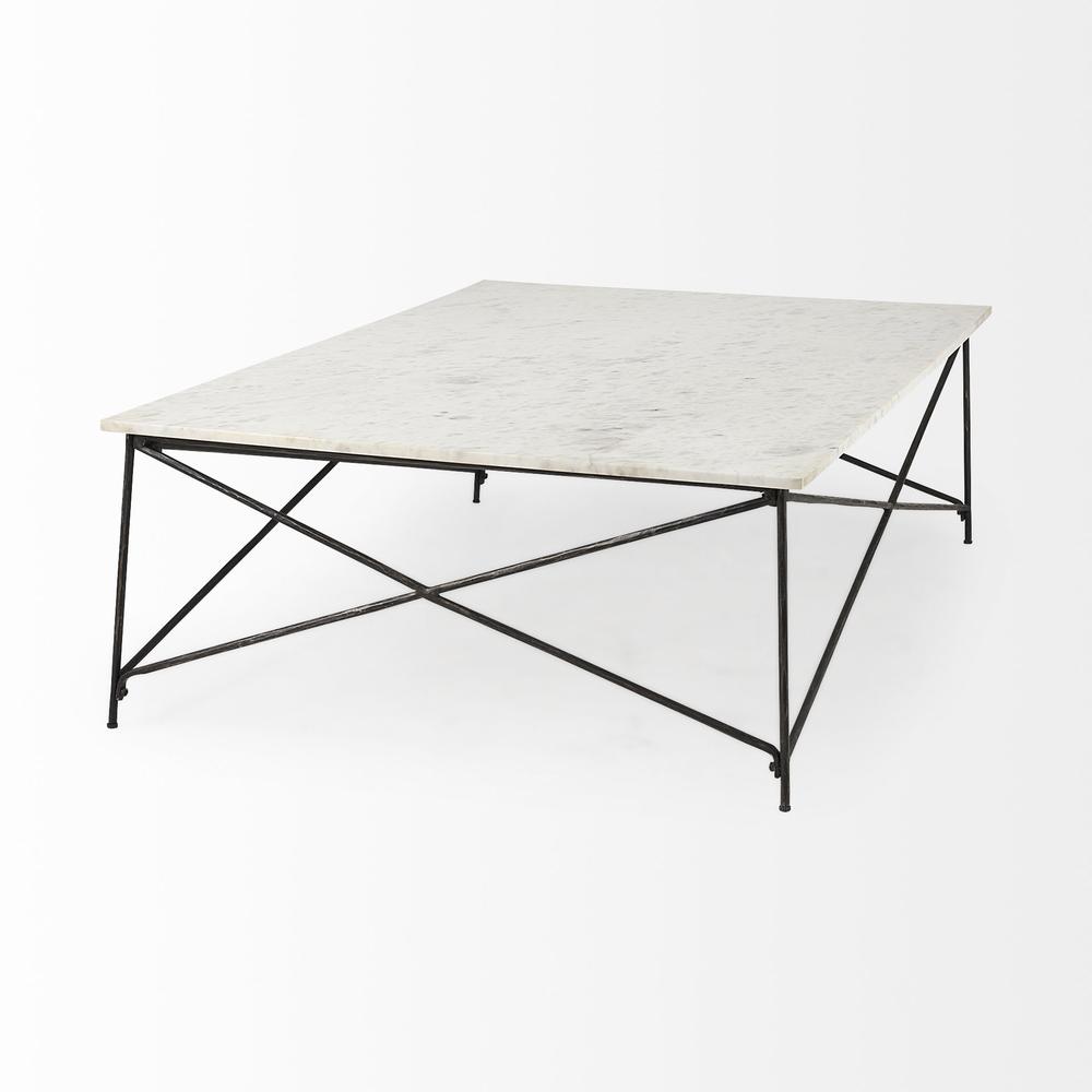 White Marble Criss Cross Base Coffee Table. Picture 5
