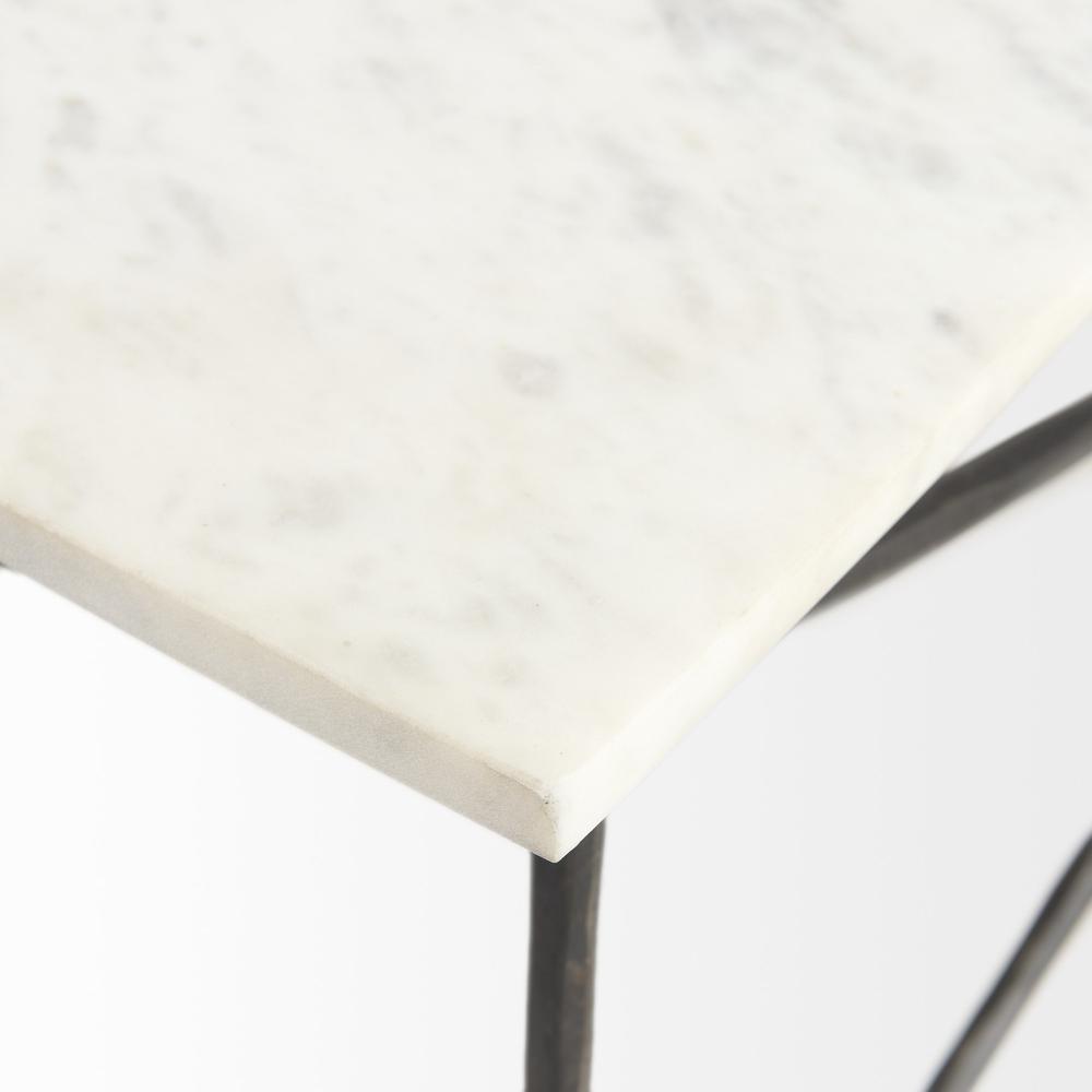 White Marble Criss Cross Base Coffee Table. Picture 6