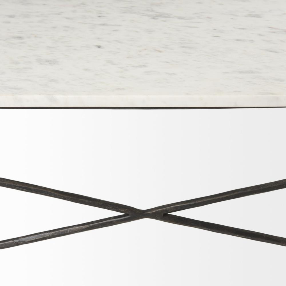 White Marble Criss Cross Base Coffee Table. Picture 7