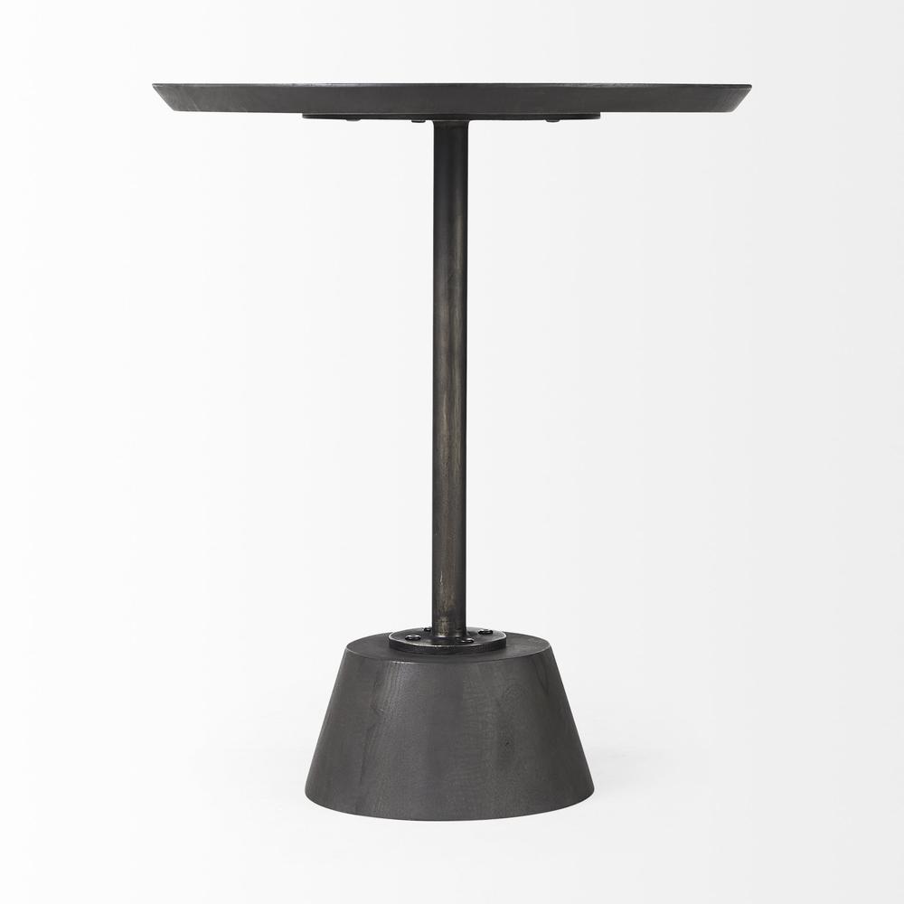 Dark Stain Pedestal Table with Black Detailing. Picture 2