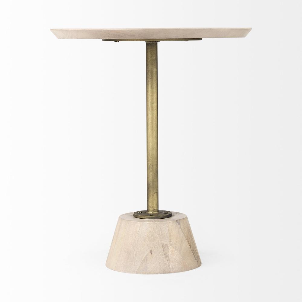 Light Blond Pedestal Table with Gold Detailing. Picture 2