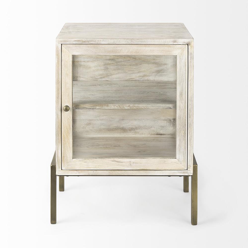 Rustic Weathered White and Gold Shadowbox Cabinet. Picture 2