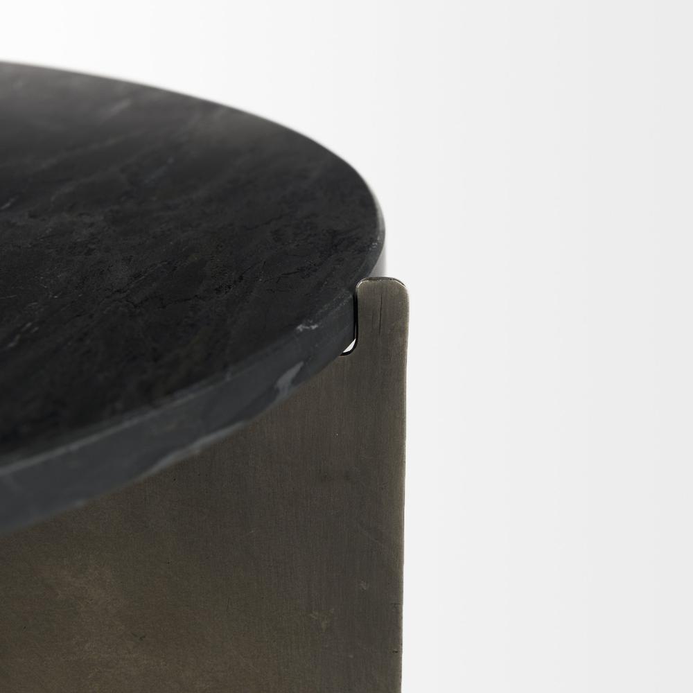 Mod Black Marble Antiqued Nickel Side Table. Picture 8