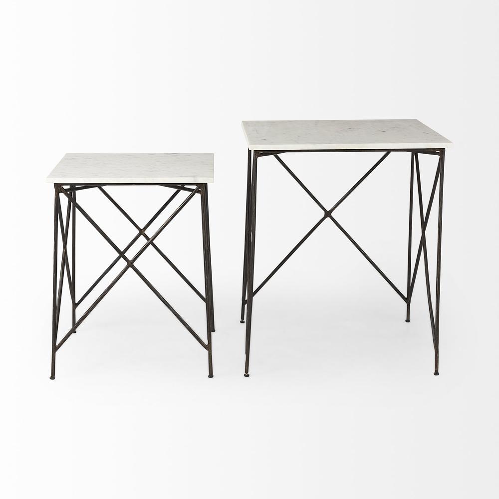 Antiqued Angular Metal and Marble End Table. Picture 6