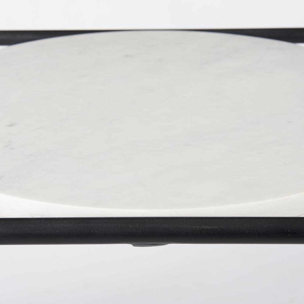 Suspended White Marble Black Metal Geo Side Table. Picture 5