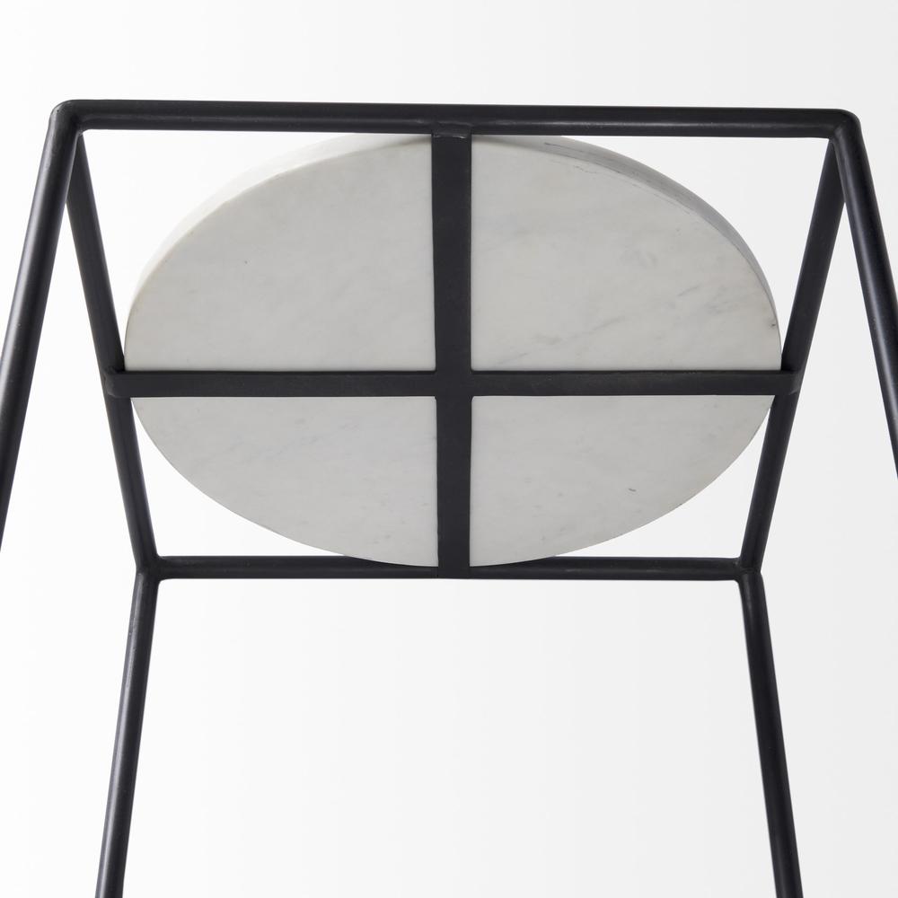 Suspended White Marble Black Metal Geo Side Table. Picture 7