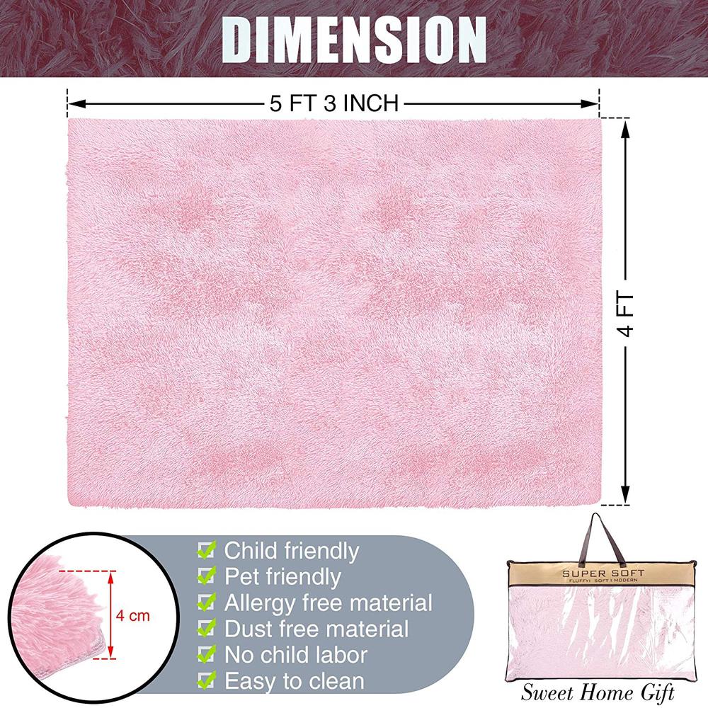 4’ x 5’ Pink Solid Modern Area Rug Pink. Picture 3