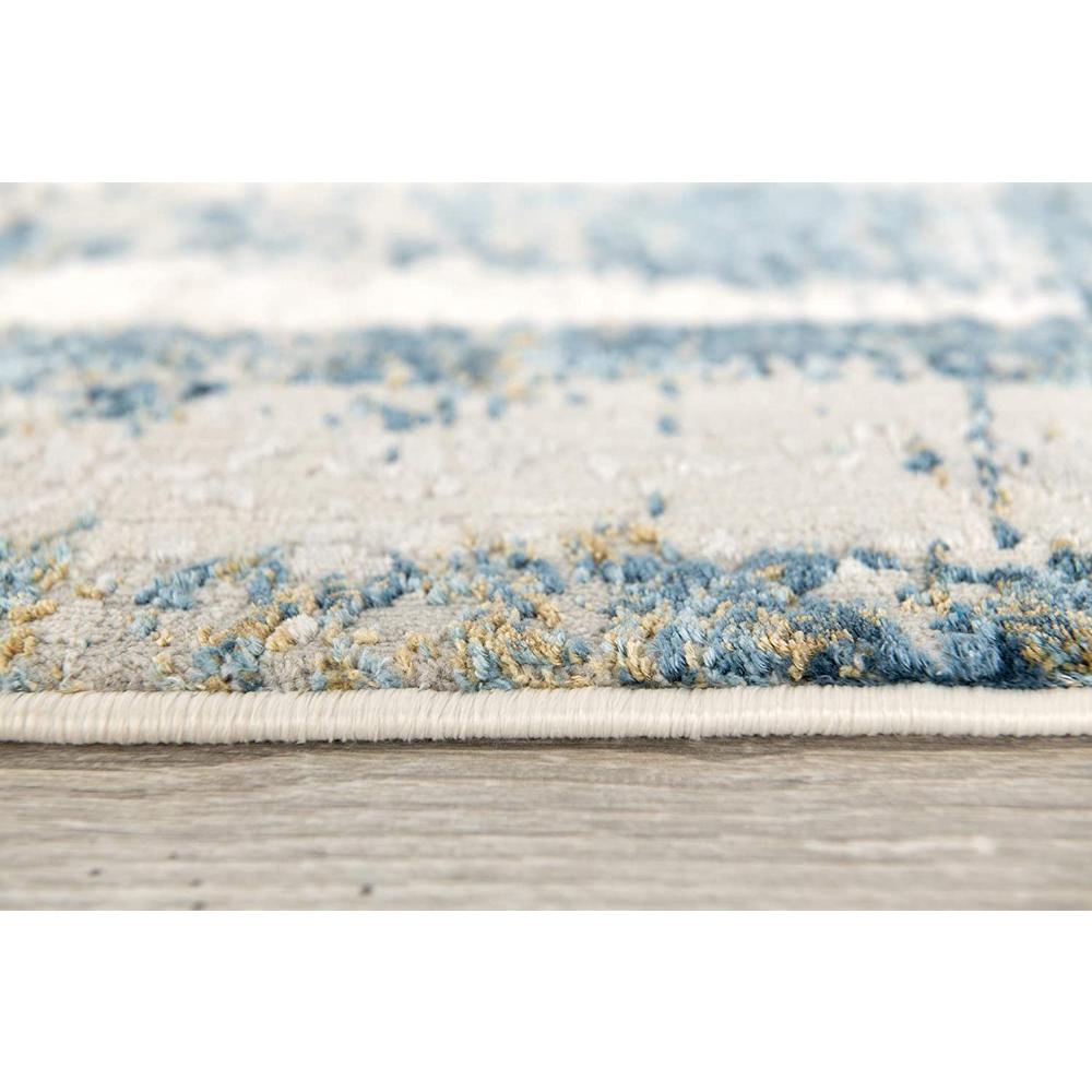 4’ x 6’ Ivory and Blue Abstract Distressed Area Rug Cream Blue. Picture 6