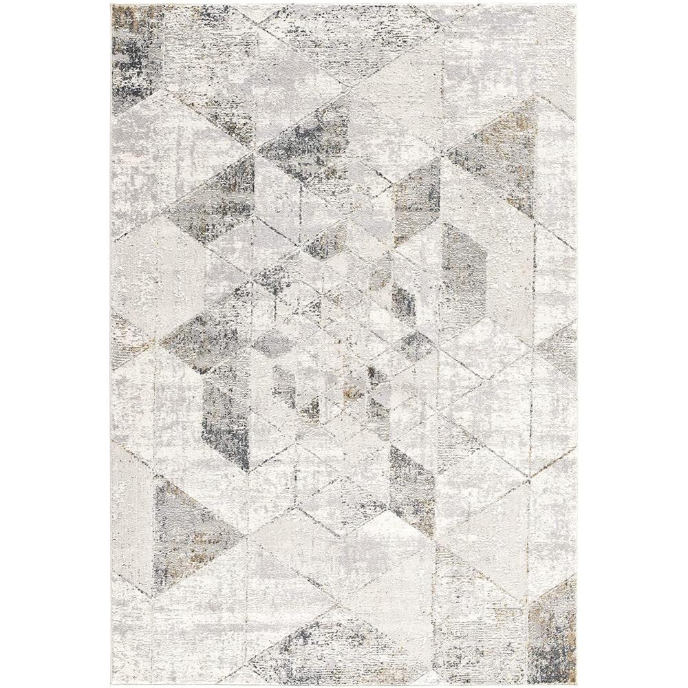 4’ x 6’ Gray and Ivory Abstract Distressed Area Rug Cream - Grey. Picture 2