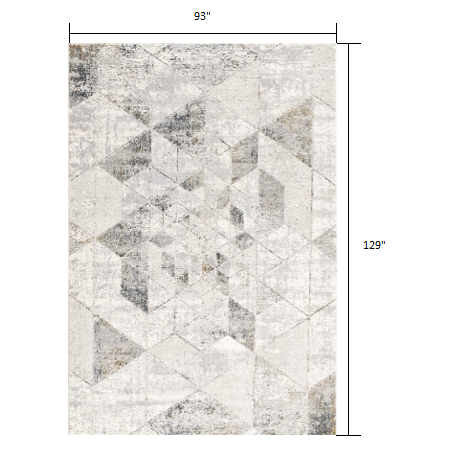 8’ x 11’ Gray and Ivory Abstract Distressed Area Rug Cream-Grey. Picture 7