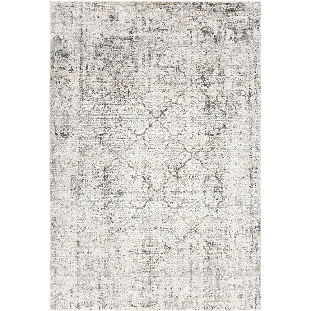 5’ x 8’ Gray and Ivory Abstract Distressed Area Rug Cream-Grey. Picture 2