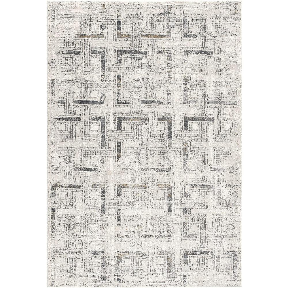 4’ x 6’ Gray and Ivory Abstract Distressed Area Rug Cream Grey. Picture 2