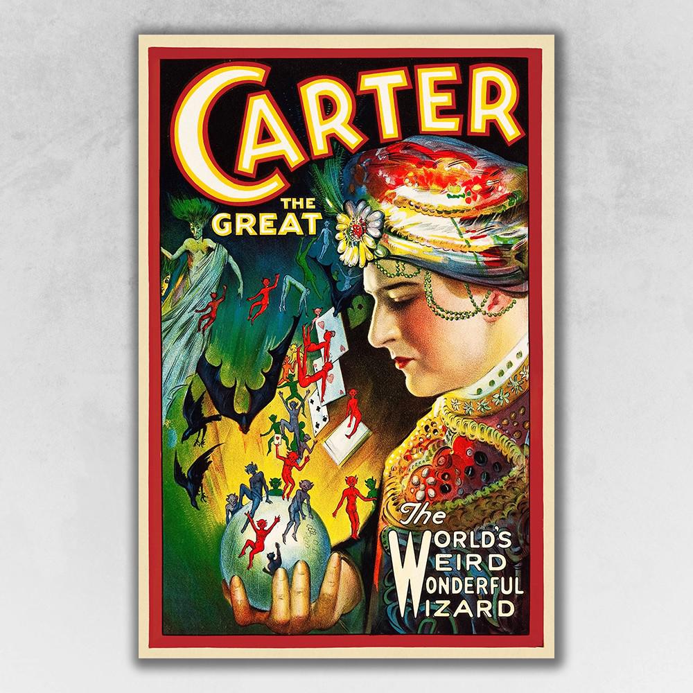 24" x 36" Vintage c1920s Carter Vintage Magic Poster Wall Art Multi. Picture 1