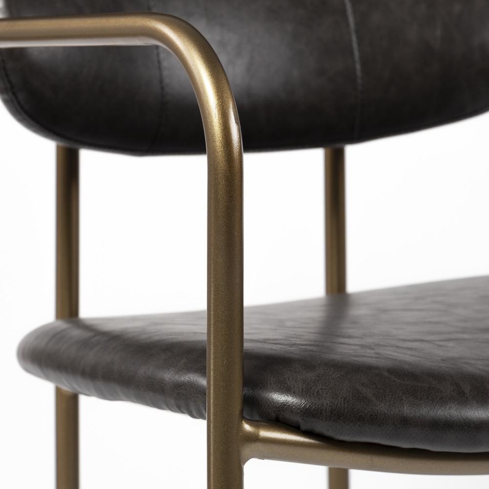 Brown Leather Gold Framed Bar Stool Brown and Gold. Picture 7