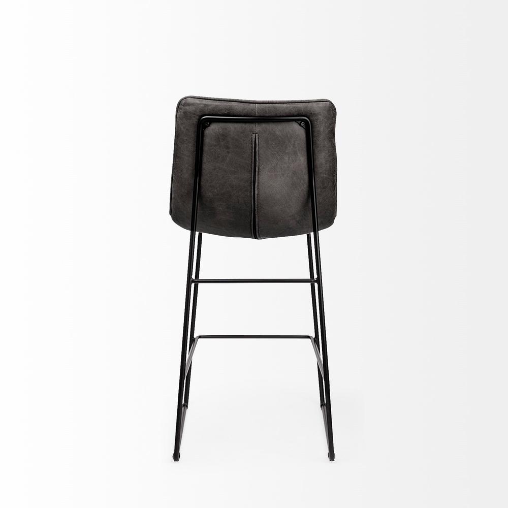 Black Leather Metal Frame Counter Stool Black. Picture 4