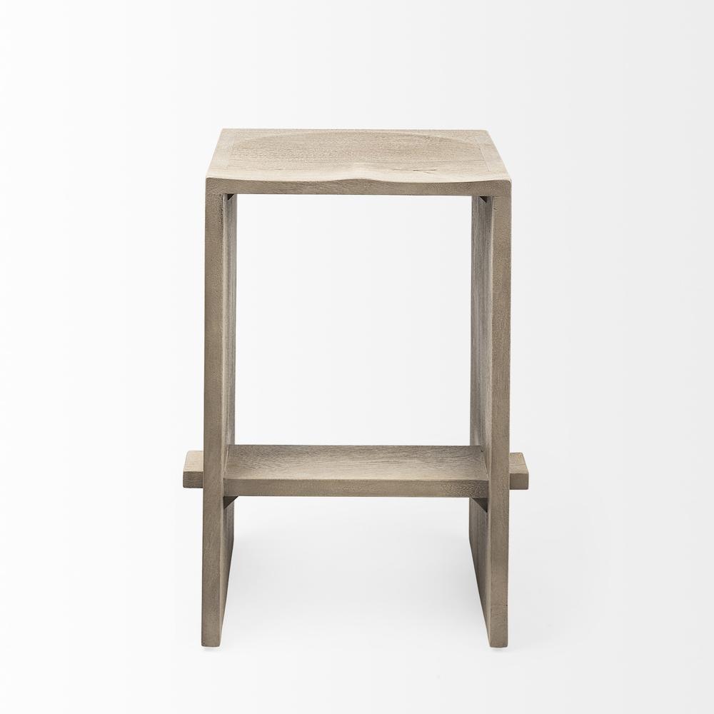 26" Minimal Cool Gray Brown Wood Counter Stool. Picture 2